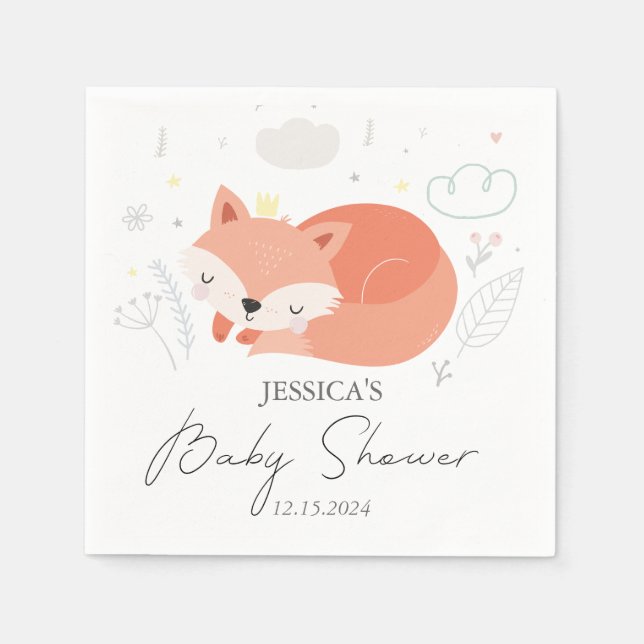 Niedlich Little Fox Babydusche Serviette (Vorderseite)