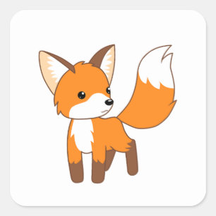 Niedlich Little Fox Quadratischer Aufkleber