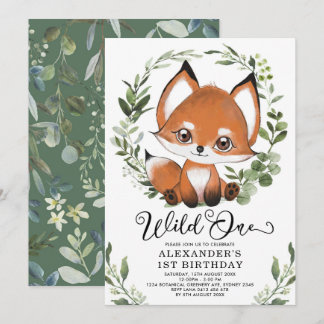 Niedlich Little Fox Wild One Woodland 1. Geburtsta Einladung