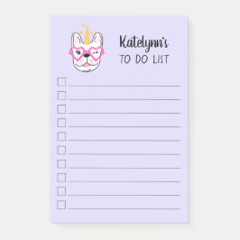 Niedlich Little Frenchie Unicorn | Lila Personalis Post-it Klebezettel