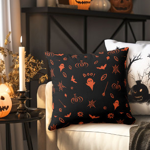 Niedlich Little Ghost Black in Orange Halloween Kissen