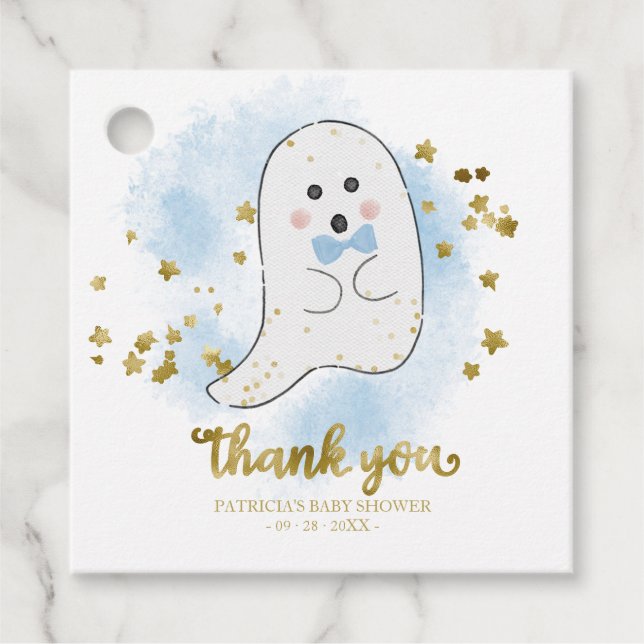 Niedlich Little Ghost Halloween Kinderdusche Danke Geschenkanhänger (Vorderseite)