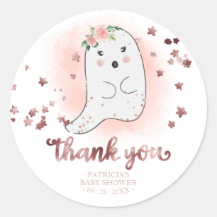 Niedlich Little Ghost Halloween Kinderdusche Danke Runder Aufkleber