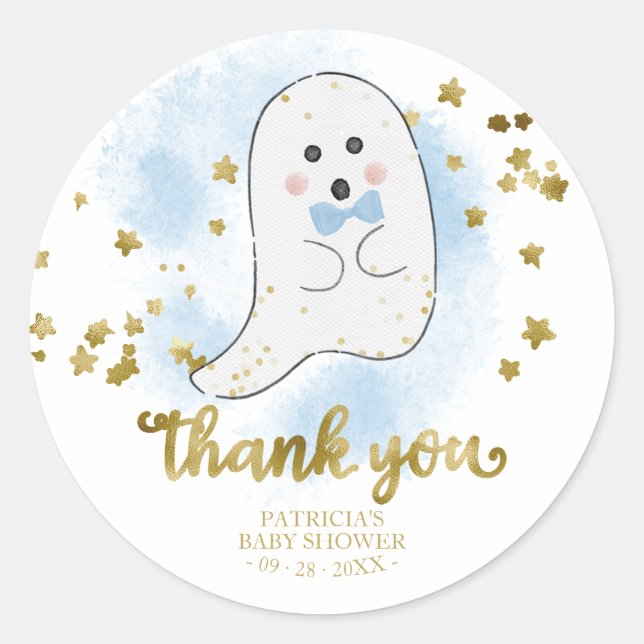 Niedlich Little Ghost Halloween Kinderdusche Danke Runder Aufkleber (Vorderseite)