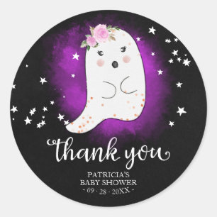 Niedlich Little Ghost Halloween Kinderdusche Danke Runder Aufkleber