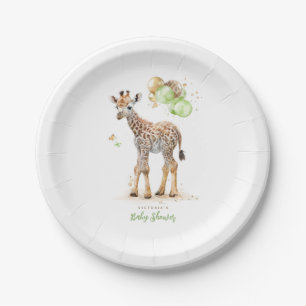Niedlich Little Giraffe Modern Boho Green Brown Pappteller