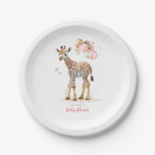 Niedlich Little Giraffe Modern Boho Pink Brown Pappteller