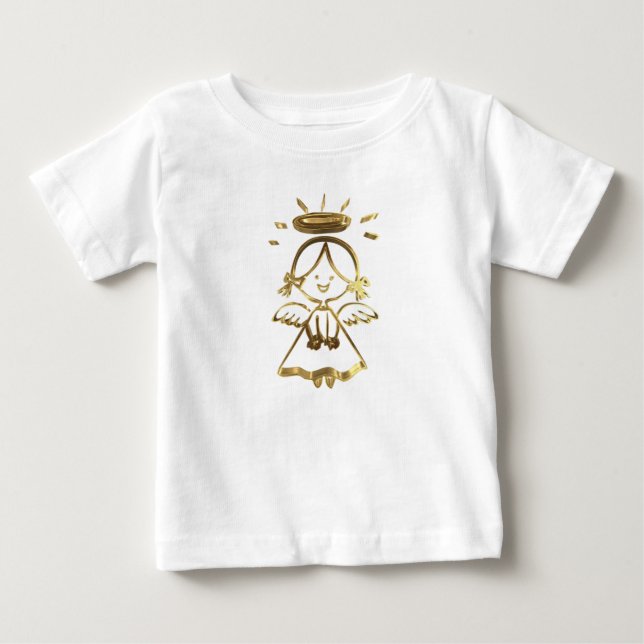 Niedlich Little Girl Angel Halo Gold Look Baby T-shirt (Vorderseite)