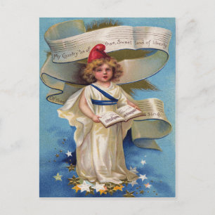 Niedlich Little Girl Lady Liberty Postkarte