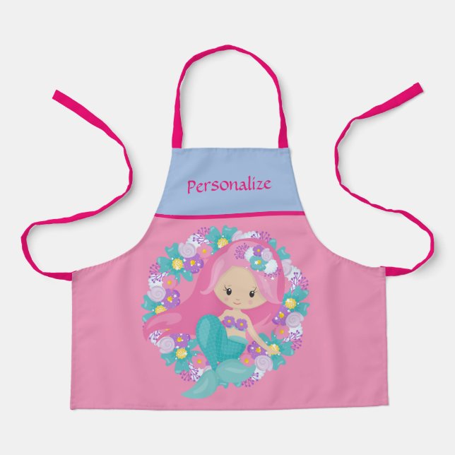 Niedlich Little Girl Mermaid Kind Personalisiert Schürze (Vorderseite)