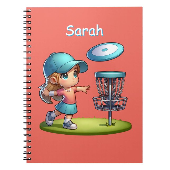 Niedlich Little Girl Playing Disk Golf Personalisi Notizblock (Vorderseite)