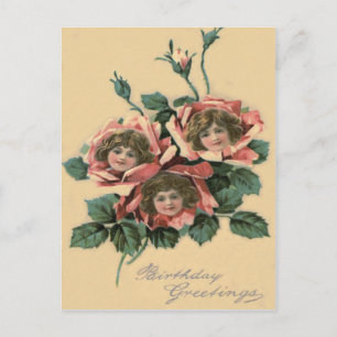 Niedlich Little Girl Rose Postkarte