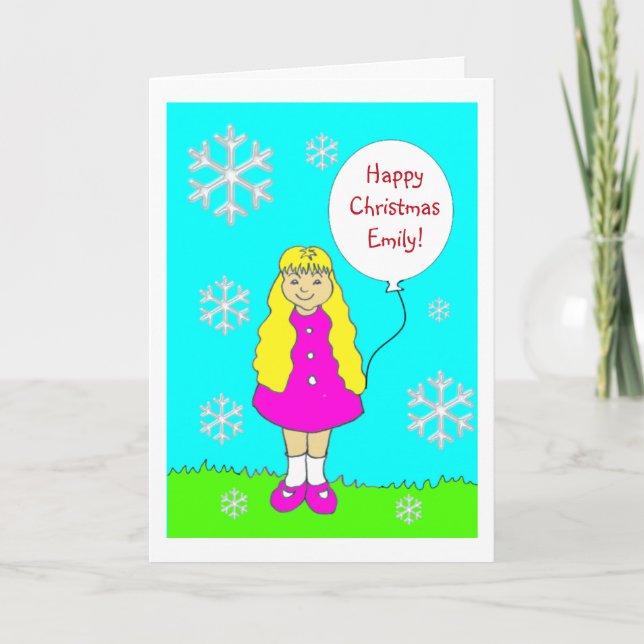 Niedlich Little Girl Weihnachten Karte (Vorderseite)