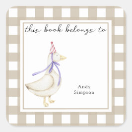 Niedlich Little Goose Dieses Buch gehört Quadratischer Aufkleber