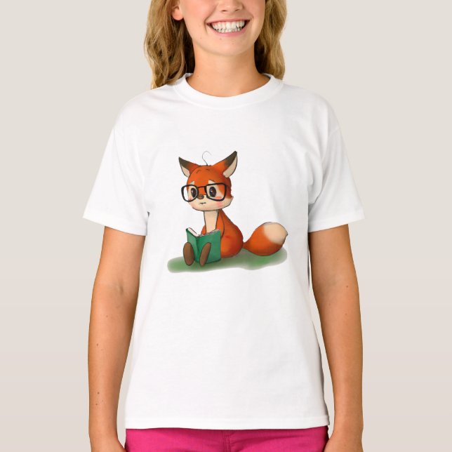 Niedlich Little Graphic Art Storybook Fox Animal A T-Shirt (Vorderseite)