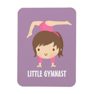 Niedlich Little Gymnast Girl Gymnastik Pose Magnet