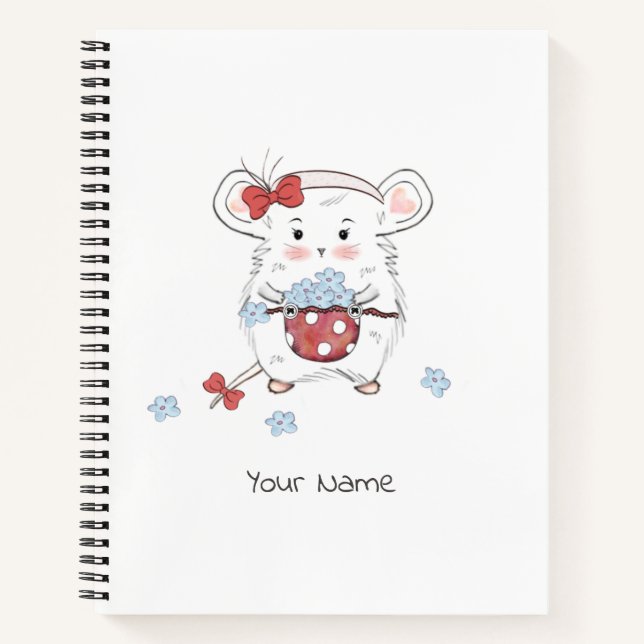 Niedlich Little Hamster Floral Girl Notebook Notizbuch (Vorderseite)