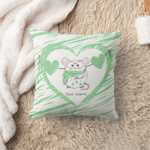 Niedlich Little Hamster White Green Kissen