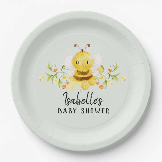 Niedlich Little Honeybee Babydusche Pappteller (Vorderseite)