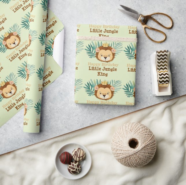 Niedlich Little Jungle Lion Birthday Geschenkpapier (Kunsthandwerk)