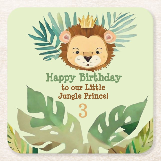 Niedlich Little Jungle Lion Birthday Rechteckiger Pappuntersetzer (Vorderseite)