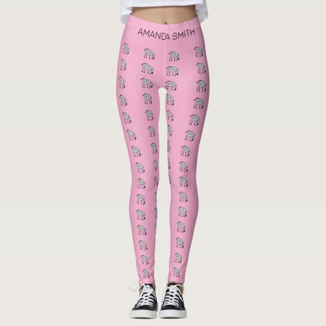 Niedlich Little Kenyan Zebra Muster Birthday Pink Leggings (Vorderseite)