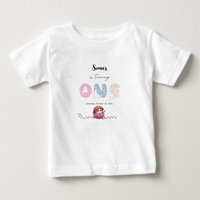 Niedlich Little Kitten 1. Geburtstag Baby T-shirt (Vorderseite)