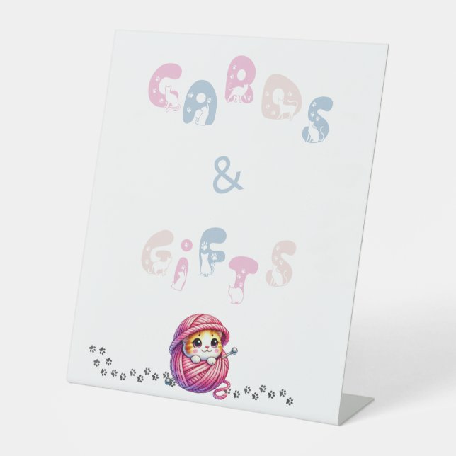 Niedlich Little Kitten 1. Geburtstagskugel Sockelschild (Vorderseite)