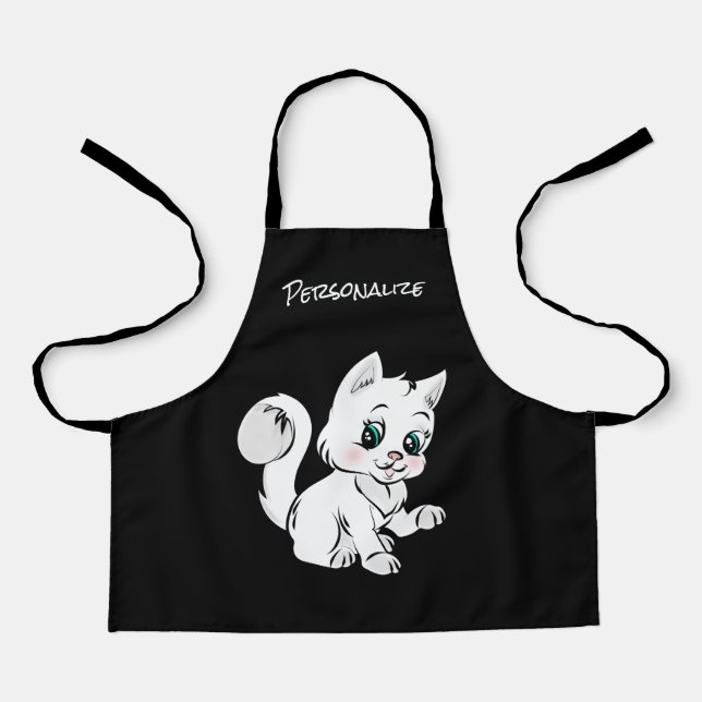 Niedlich Little Kitten Cat Lover Kinder Personalis Schürze (Vorderseite)
