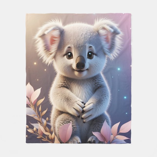 Niedlich Little Koala Fantasy Dreamy Gradient Fleecedecke (Vorderseite)