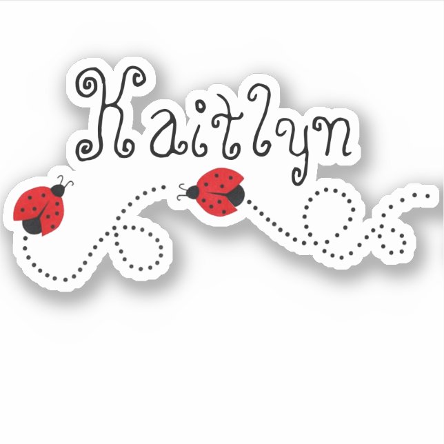Niedlich Little Lady Bugs | Personalisierter Vinyl Aufkleber (Vorderseite)