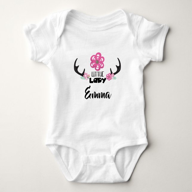 Niedlich Little Lady Deer Antlers Baby Strampler (Vorderseite)