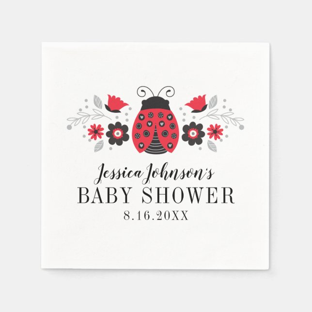 Niedlich Little Lady Ladybug Babydusche Napkin Serviette (Vorderseite)