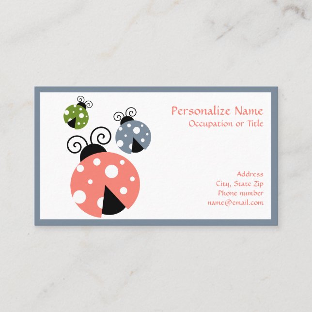 Niedlich Little Ladybugs Mama Babies Girly Pink Visitenkarte (Vorderseite)
