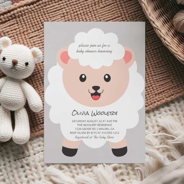 Niedlich Little Lamb Polka Dots Baby Dusche Einladung (Von Creator hochgeladen)