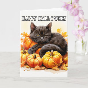 Niedlich Little Lazy Day Black Cat Halloween Karte