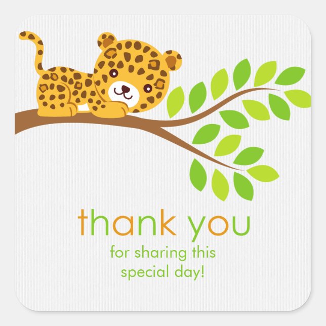 Niedlich Little Leopard Vielen Dank Sticker (Vorderseite)