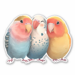 Niedlich Little Lovebirds Aufkleber