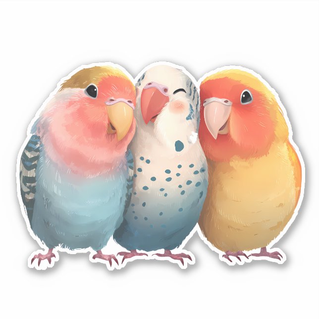 Niedlich Little Lovebirds Aufkleber (Vorderseite)