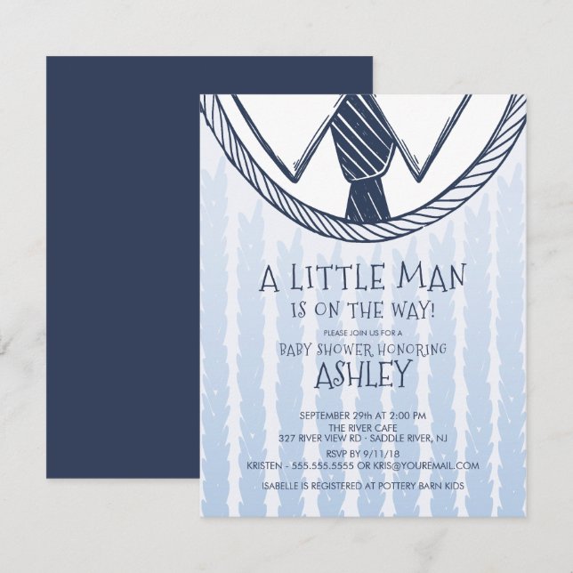 Niedlich Little Man Baby Dusche Einladung (Vorne/Hinten)