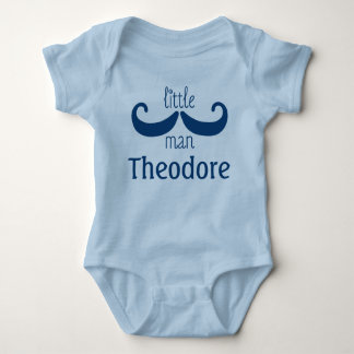 Niedlich Little Man Mustache Blue Baby Strampler