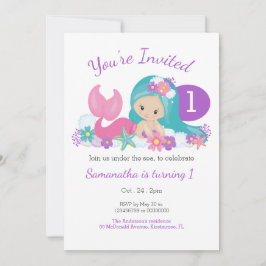 Niedlich Little Mermaid Birthday Party Einladung