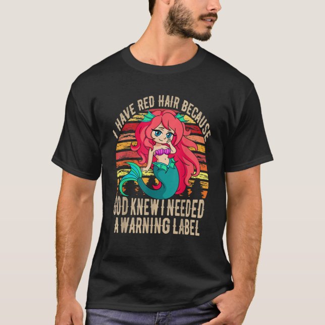Niedlich Little Mermaid Schwanz Ich habe rotes Haa T-Shirt (Vorderseite)