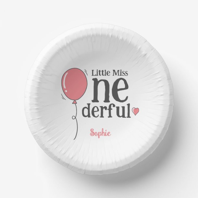 Niedlich Little Miss Onederful Pink Ballon Pappteller (Vorderseite)