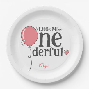 Niedlich Little Miss Onederful Pink Custom Pappteller