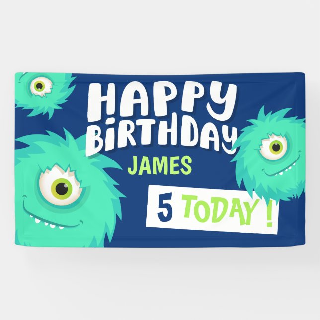 Niedlich Little Monster Blue Banner (Horizontal)
