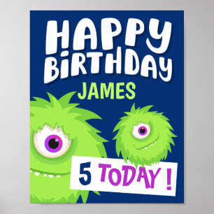 Niedlich Little Monster Blue Poster
