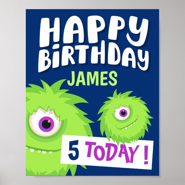 Niedlich Little Monster Blue Poster (Vorne)