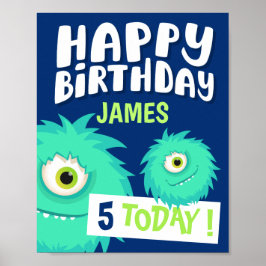 Niedlich Little Monster Blue Poster