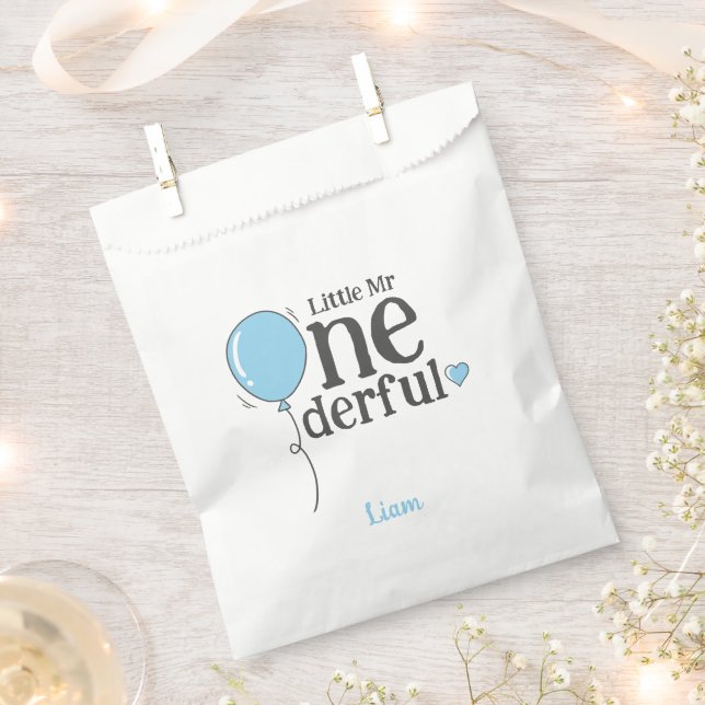 Niedlich Little Mr Onederful First Birthday Blue Geschenktütchen (Ausgeschnitten)